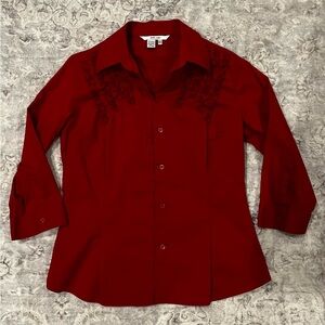 Zara Rich Red Women's Button-Down Shirt